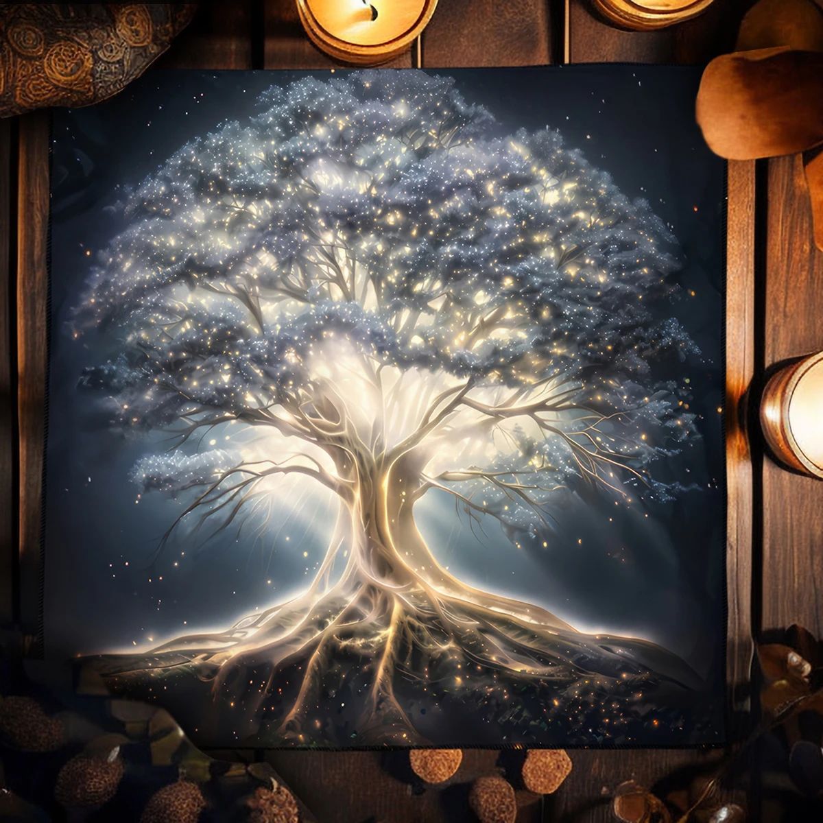 Life Tree Tarot Cloth Altar Cloth Starry Colorful Tree of Life Tarot Tablecloth for Reading Witchcraft Astrology Oracle Card Mat