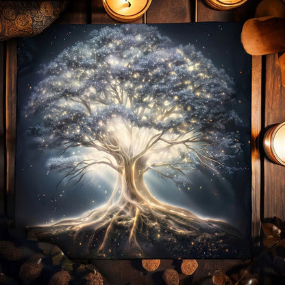 Life Tree Tarot Cloth Altar Cloth Starry Colorful Tree of Life Tarot Tablecloth for Reading Witchcraft Astrology Oracle Card Mat
