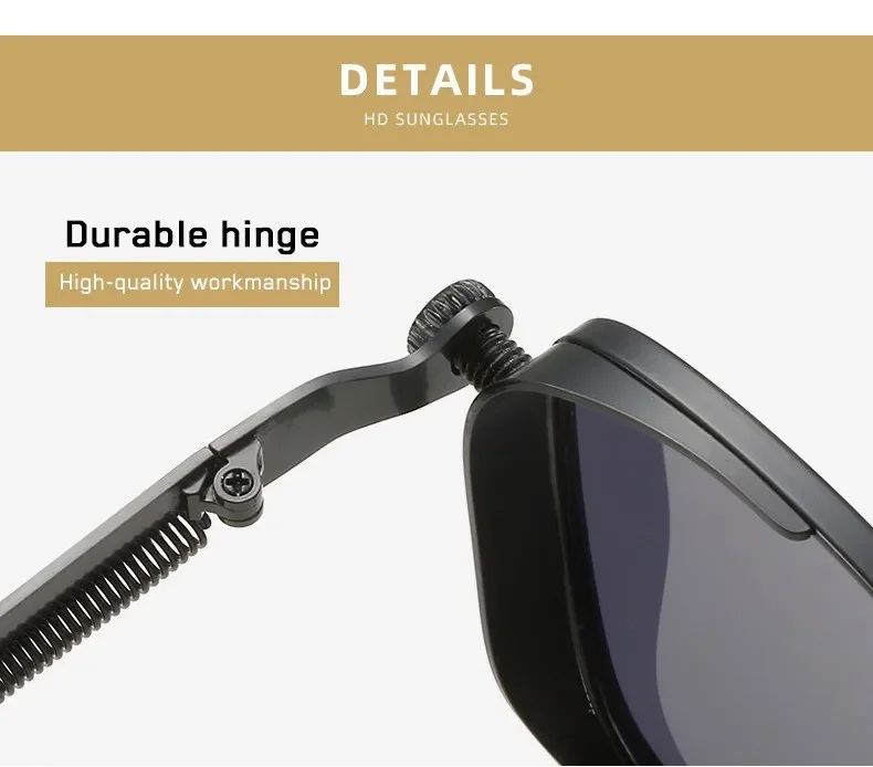 New Sunglasses Men Driving Sunglasses Retro Spring Leg Driving Outdoor Sports Metal Rectangular Decorative Glasses Women Uv400