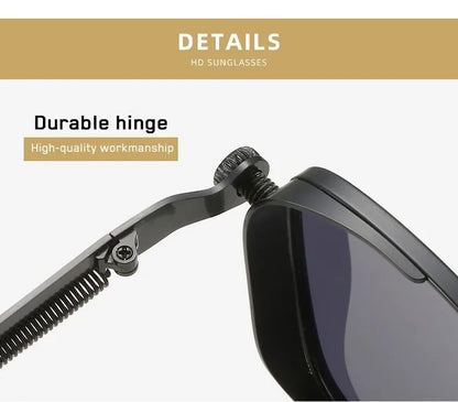 New Sunglasses Men Driving Sunglasses Retro Spring Leg Driving Outdoor Sports Metal Rectangular Decorative Glasses Women Uv400
