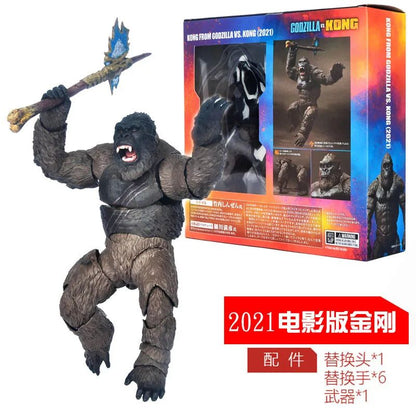 14CM 2021 King Kong Vs Godzilla Action Figure Modelo de Filme Articulações Móveis Chimpanzés Gojira Figma Brinquedos Para Crianças Presentes