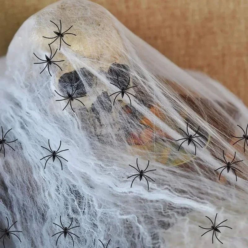 Decoração de Dia das Bruxas com Aranha Que Brilha e Controla o Som, Crânio de Algodão, Propriedade Assustadora, Casa Assombrada, Sala Secreta, Decoração de Pátio