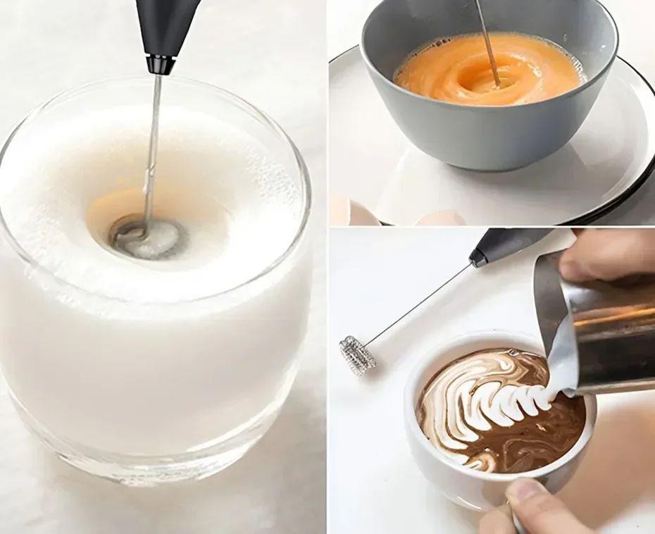 Batedor de Ovos Elétrico Recarregável USB 2 em 1 Batedor de Café Misturador de Leite Duas Cabeças Espumadores de Leite Agitador de Cozimento Utensílios de Cozinha