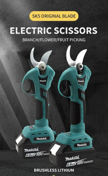 Tesoura de Poda Elétrica a Bateria Makita 18V sem Escovas 45mm Cortador de Galhos 1500W de Alta Potência para Jardim Tesoura de Poda de Árvores Bateria de Íons de Lítio