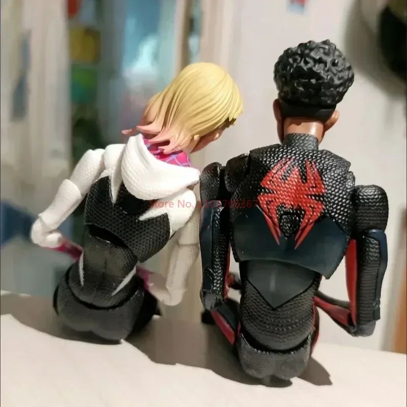 Anime Homem-Aranha Shf Figuarts Miles Morales Gwen Bonecos de Ação Gwen Aranha Mulher Estatueta Homem-Aranha Figura PVC Modelo Boneca Brinquedos