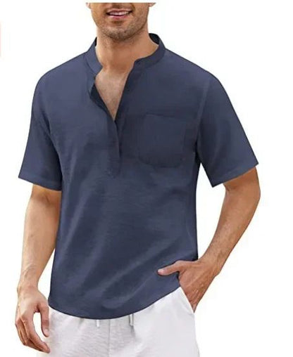 Summer New Men's Short-Sleeved T-shirt Cotton and Linen Led Casual Men's T-shirt Shirt Male  Breathable S-3XL