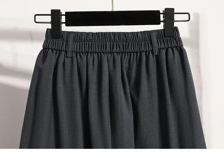 Solid Color Versatile Medium Length Skirt Pleated Plus Size A-Line Maxi Gown Cover Hip Spring Summer 2025 New Half-length Skirt