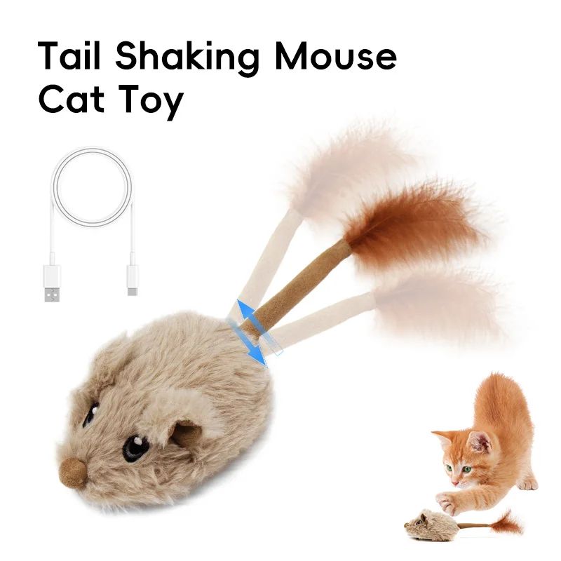 Rato de Brinquedo para Gatos Recarregável com Sensor de Movimento, Som de Rato, Brinquedos Interativos para Gatos, Brinquedo para Gatos com Som de Rato