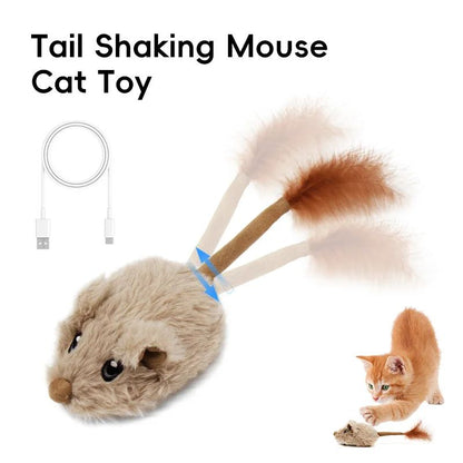 Rato de Brinquedo para Gatos Recarregável com Sensor de Movimento, Som de Rato, Brinquedos Interativos para Gatos, Brinquedo para Gatos com Som de Rato