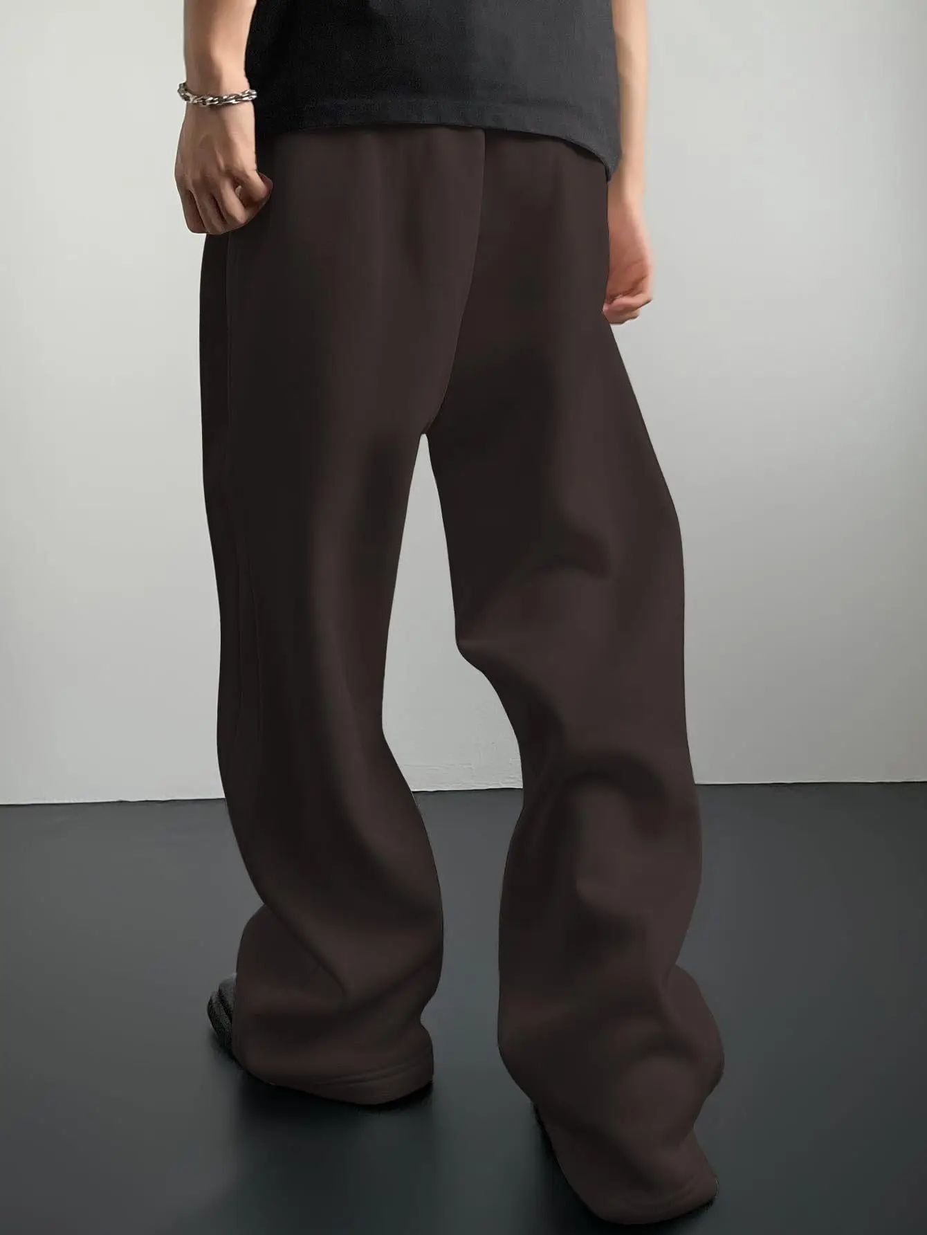 25 European and American men's waist trousers waist drawstring straight wide-leg loose trousers sports trousers pocket men pants