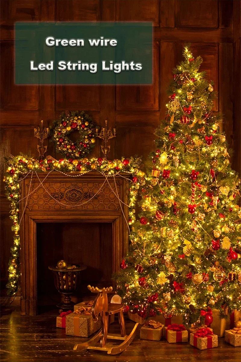 1000/500LED Green Wire Led String Fairy Lights US/EU Plug 110V/220V Waterproof LED Christmas Tree Holiday Home Garden Decor Xmas