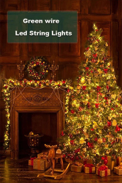 1000/500LED Green Wire Led String Fairy Lights US/EU Plug 110V/220V Waterproof LED Christmas Tree Holiday Home Garden Decor Xmas
