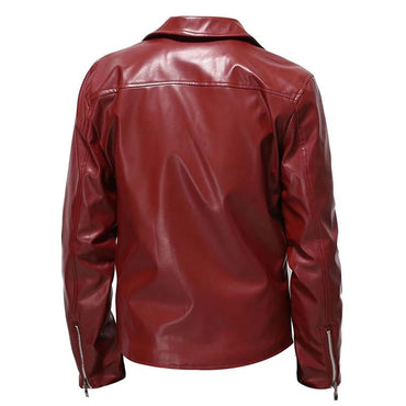 Fall and Winter New Men's Leather Jacket Fashion Handsome Lapel Motorcycle Leather Jacket Rock Punk Tops