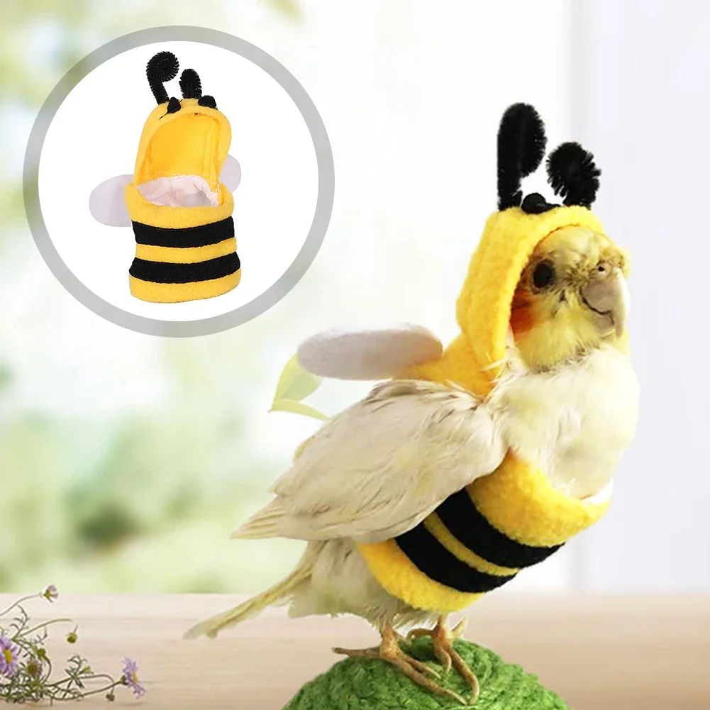 Roupas Engraçadas para Pássaros de Estimação, Fantasia de Abelha para Papagaios, Traje de Voo para Pássaros, Fantasia de Cosplay de Abelha para Pássaro de Estimação, Roupas de Inverno, Fantasias de Papagaio, Moletom com Capuz