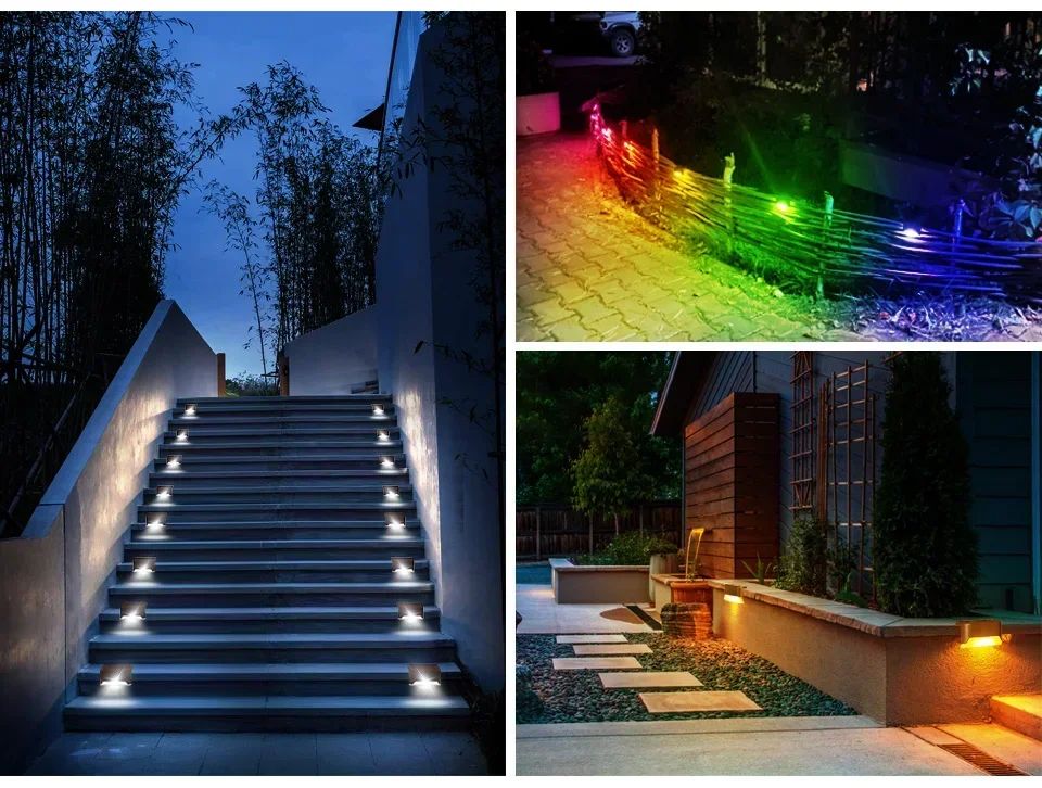 1-8Pack Solar Deck Lights Outdoor Waterproof Solar LED Lights Garden Decor Sunlight for Stairs Railing Yard Pathway Lighting