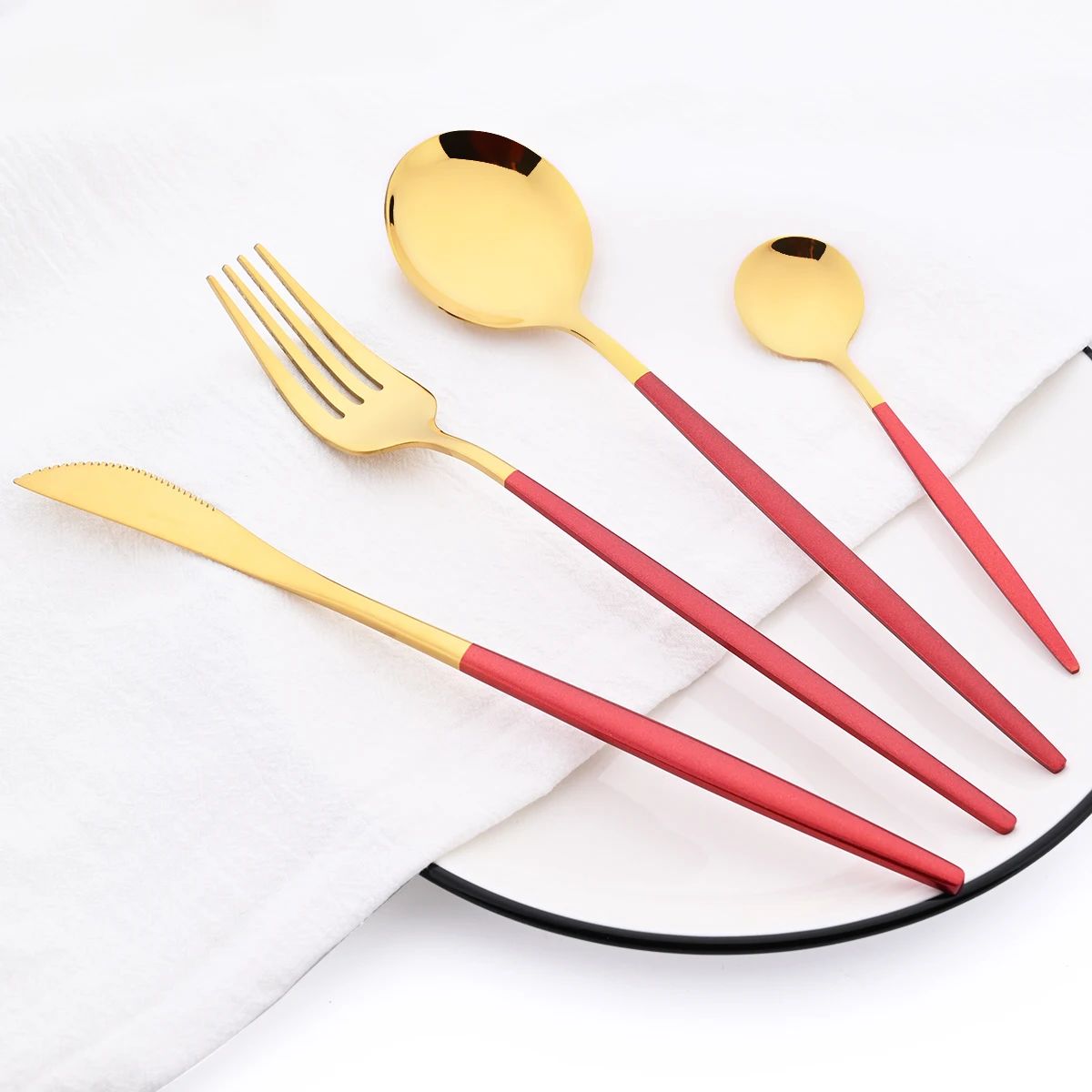 16Pcs Mirror Gold Dinnerware Set Stainless Steel Cutlery Set Fork Knife Coffee Spoon Tableware Silverware Kitchen Flatware Set