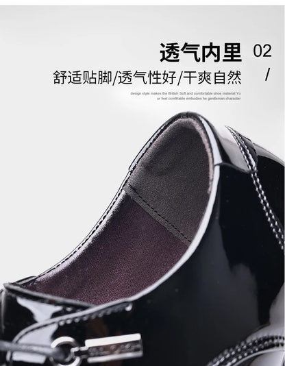 Luxury Business Oxford Leather Shoes Men Breathable Patent Leather Formal Shoes Plus Size Man Office Wedding Flats Male Black