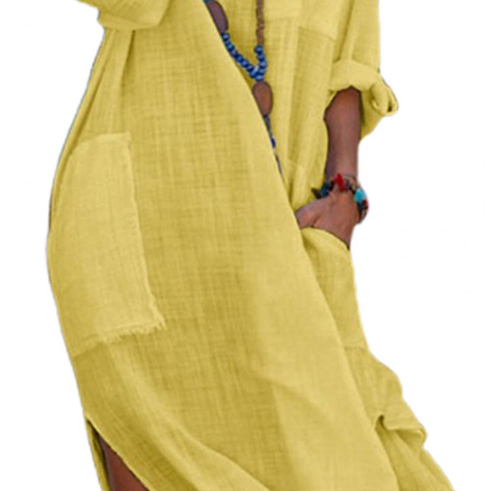 Shirt Dress for Women Linen Cotton Clothing 2022 Spring Summer Casual Vintage Ov