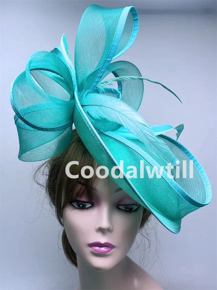 Chapéu Fascinator de Casamento Feminino, Chapéu de Millinery para Eventos Formais na Igreja, Chá, Corrida Kentucky Derby, Chapeau com Pena