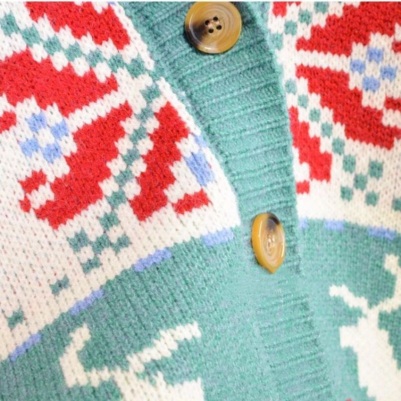 Knitted  Christmas Sweater Knit Sweaters For Men Cardigan Couple Vintage Sweater Cardigans Coat Y2K Jacket Men's Clothing