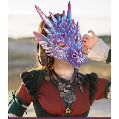 Party Supplies Pearl Blue Dragon Mask 3D Printing Dragon Knight Mask Cosplay Mask Halloween Mask Party Costume Props