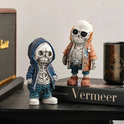 Cool Skeleton Dolls Figurines Skull Resin Statue  Halloween Party Decoration Home Accessories Living Room Bedroom Gift