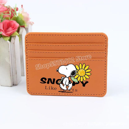 Snoopy Coin Purse Peanuts Anime Credit Card Holder Passport PU Wallet ID Cards Cover Case Bag Kids Men Woman Birthday Gift
