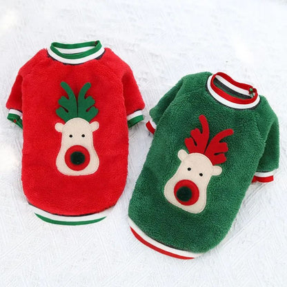 Roupa de Natal para Cães Roupa de Inverno Quente para Cães de Pequeno e Médio Porte Alce Papai Noel Cães Gatos Casaco Moletom Fantasia de Natal para Cães