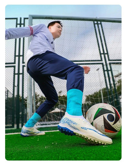 New Men Football Boots Match Ultralight Grass Cleats Soccer Shoes Sneakers Indoor Breathable Long Spikes Training Drop Shipping
