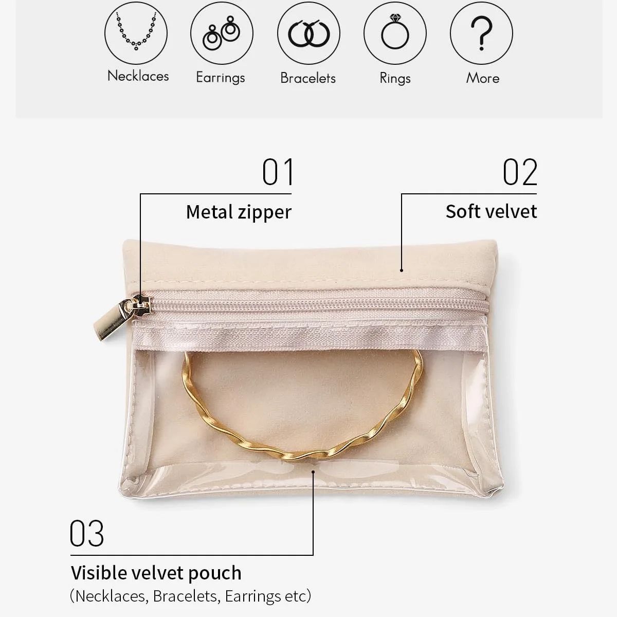 6pcs Small Zipper Bag Storage Bag Exquisite Jewelry Packaging Bag Handy Storage Container for Jewelry Collector
