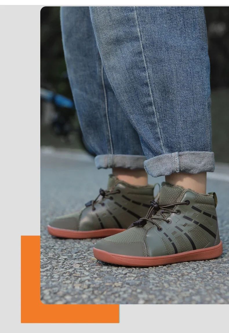 Fashion Kids Snow Boots Wide ToeBox Shoes Kid's Waterprof Barefoot Sneakers Boys Girls Warm Cotton Lightweight Non-slip Sneakers