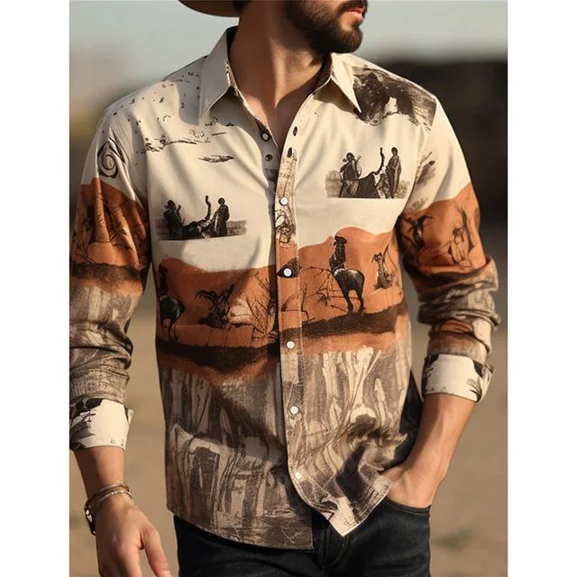 Men's Shirt Yellowstone Western Denim Shirt Elegant patchwork vintage men's lape