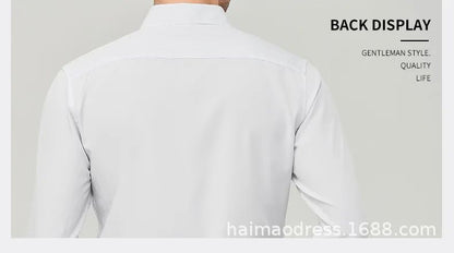 Iron-Free Long Sleeve Silk Smooth Drapey Wedding Shirt for Men Summer Business Formal Wine Red Large Size Men's Clothing