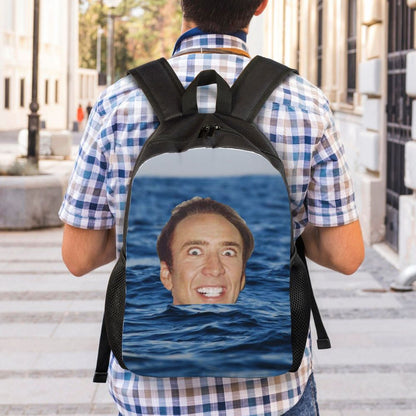 Custom Nicolas Cage Meme Laptop Backpack Women Men Basic Bookbag for College School Student Funny Bags