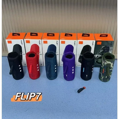 Caixa de Som Bluetooth Portátil Flip 7 Bass Vermelha Wireless IPX7 À Prova D'água TWS Sistema de Som Music Box