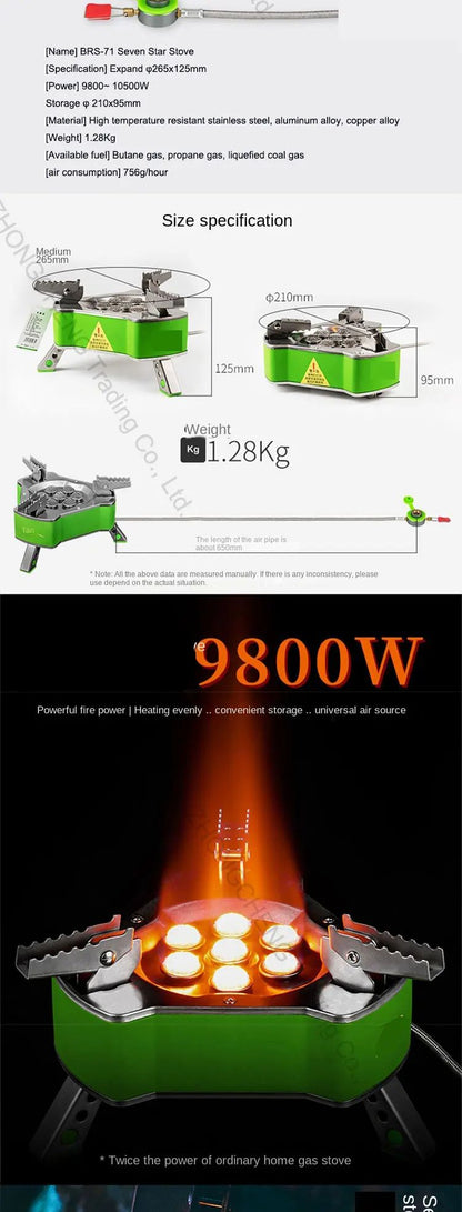 Fogão a Gás Portátil para Acampamento Durável Tipo Tanque, Fogão Elétrico de Sete Estrelas, Fogão de Gás Portátil para Acampamento, Tanque de Gás Butano para Camping, Acampamento ao Ar Livre, Fogão a Gás