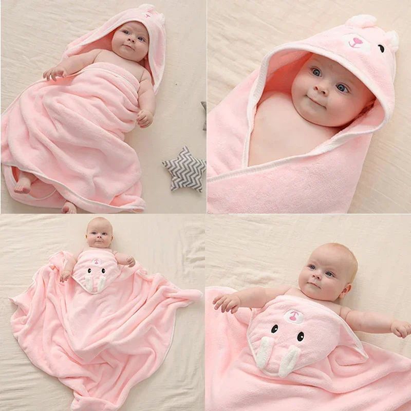 Cartoon Animal Baby Hooded Bath Towels Toddler Bathrobe Warm Sleeping Swaddle Wrap for Boys Girls Newborn Soft Towel Blanket