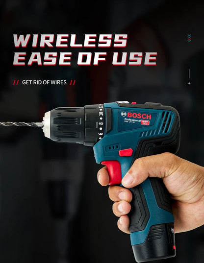 Furadeira elétrica profissional Bosch-GSB-12-V30, parafusadeira sem fio, multifuncional, para uso doméstico, chave de fenda, faça você mesmo