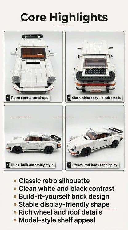 1458PCS Retro Car Building Blocks Set 2in1 Race Car Classic Car STEM Toy forTeens Adults Creative DIY Gift for  Christmas