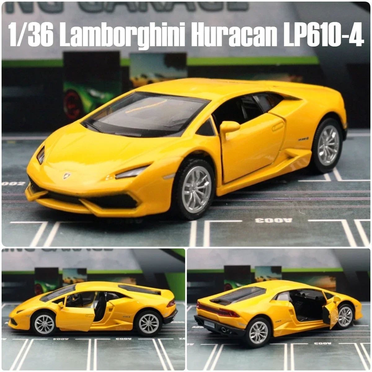 1:36 Lamborghini Huracan LP610-4 Super Sport Toy Car RMZ City Diecast Metal Miniature Model Pull Back Collection Gift For Boy