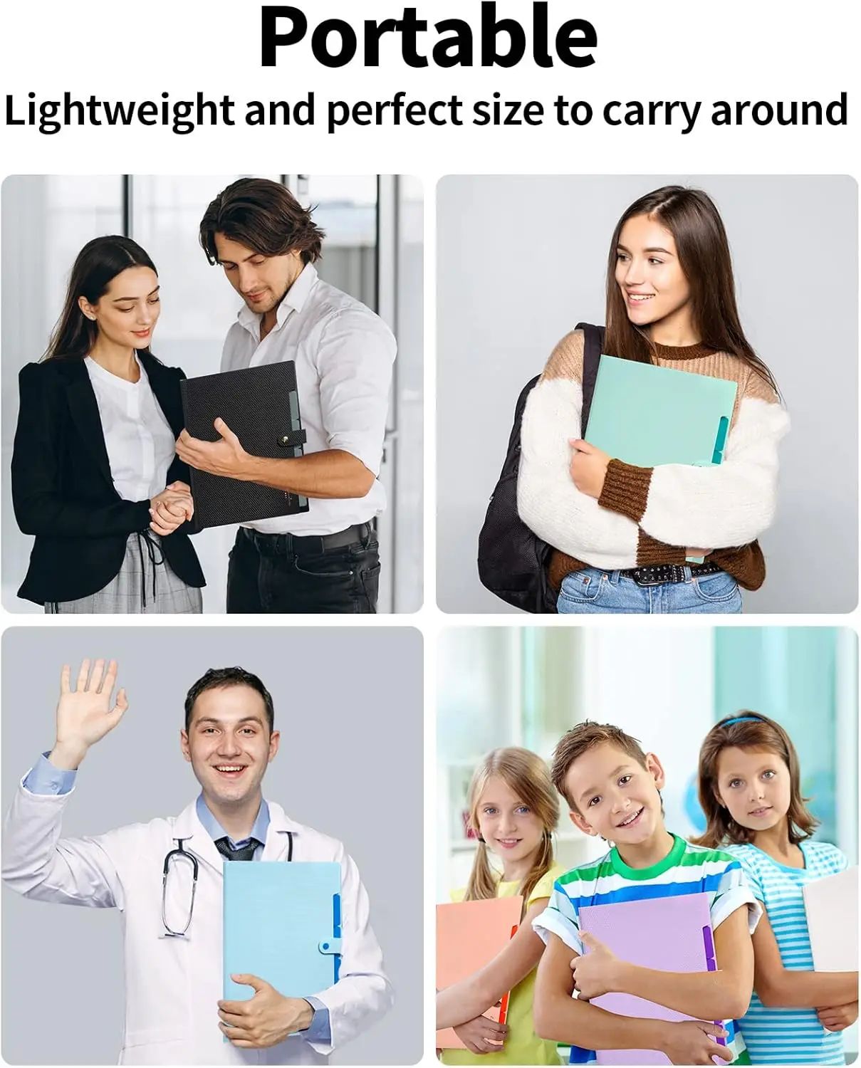 Expandable File Folder, Letter Size Organ Organizer, 5 File Pockets, Portable Organizer for School Office Supplies