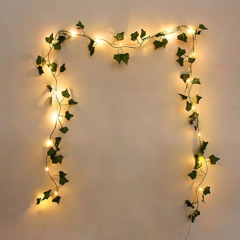2/5/10M Silk Leaves Fake Creeper Green Leaf Ivy Vine LED String Lights for Home Wedding Hanging Garland Artificial Plants Decor