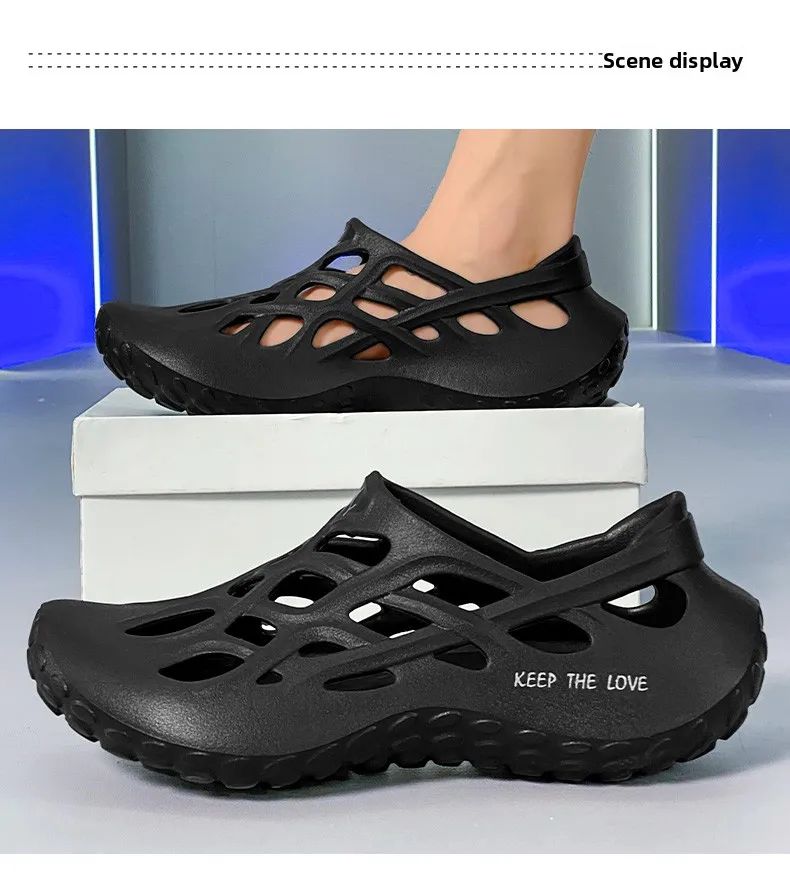 Summer Men Sandals Light EVA Men's Casual Shoes Hole Shoes Clogs Lovers Home Garden Outdoor Male Beach Flat Slippers Big Size
