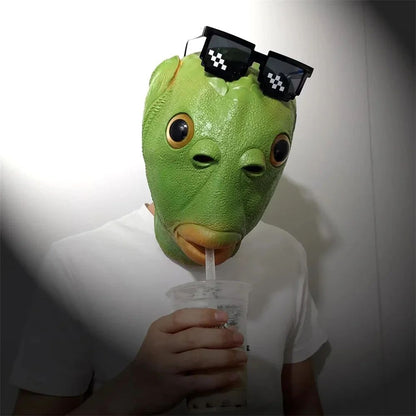 Halloween Green Fish Head Red Fish Head Funny Cosplay Costume Mask Adult Carnival Party Fish Head Mask April Fool's Day Headdres