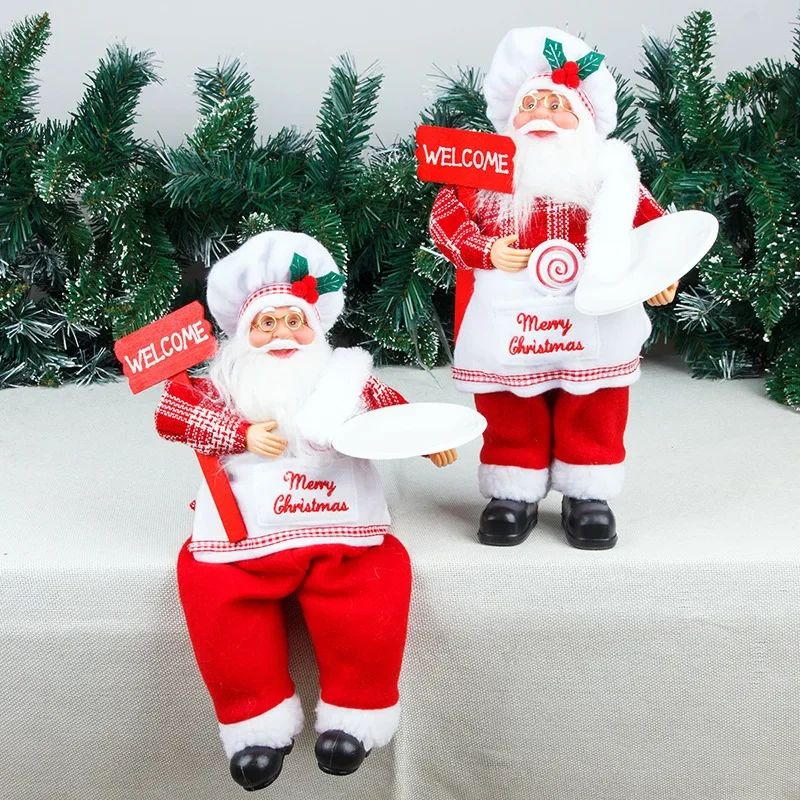 Chef Santa Claus Christmas Decorations Christmas Home Table Decoration Ornaments Old Man Doll Hanging Legs Sitting Chef Old Man