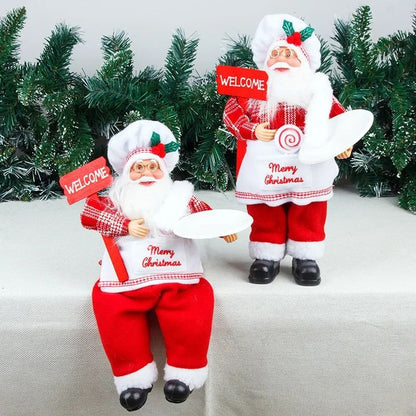 Chef Santa Claus Christmas Decorations Christmas Home Table Decoration Ornaments Old Man Doll Hanging Legs Sitting Chef Old Man