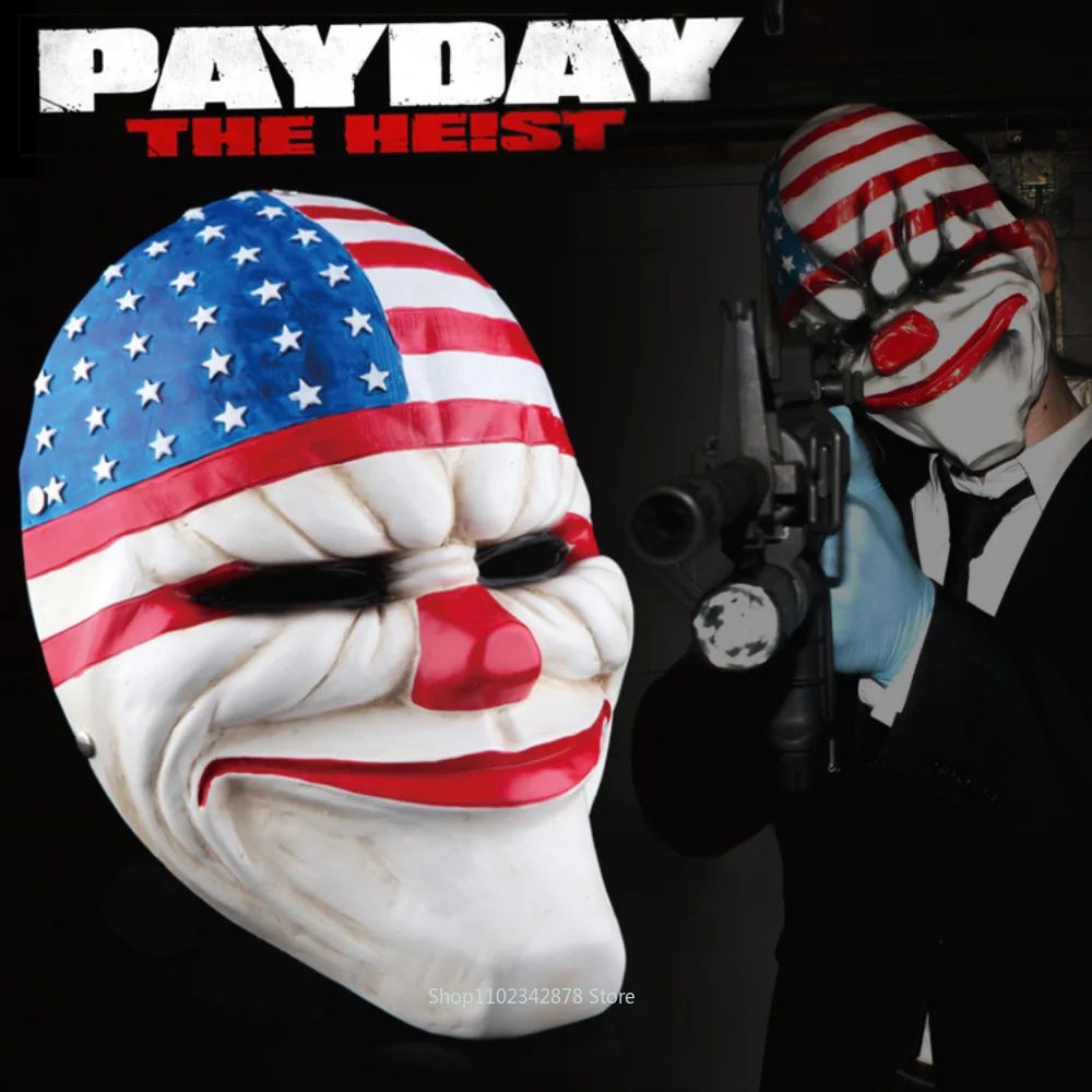 Scary Clown Mask Payday 2 US Flag Clown Masks Masquerade Carnival Party Mask Horrible Funny Pay Day Mask Halloween Prop Supplies