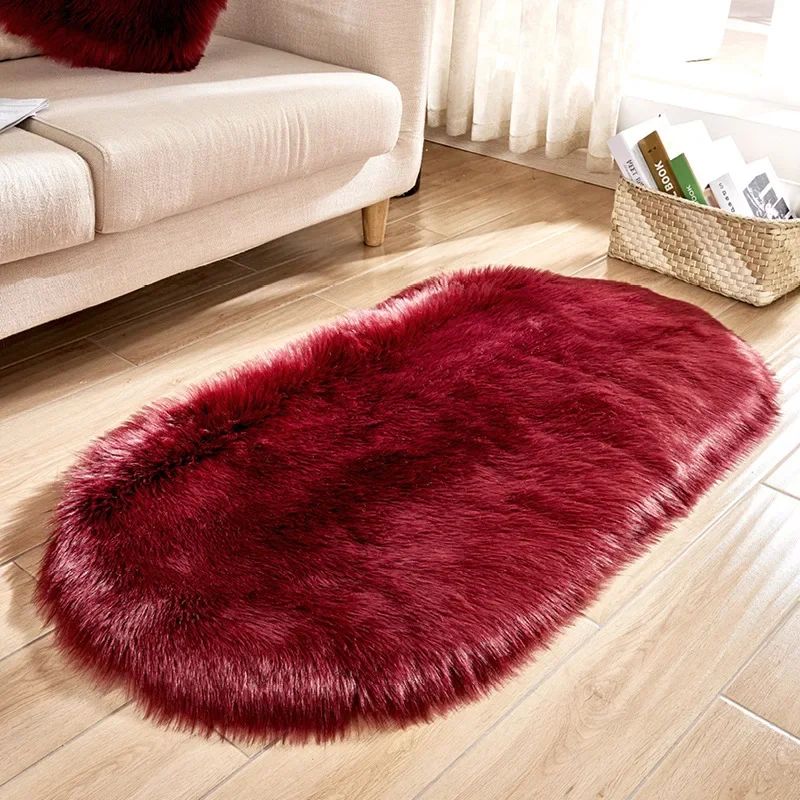 Super Soft Plush Oval Rug Mat Fluffy White Carpets for Living Room Home Decor Bedroom Kid Room Decoration Salon Thick Pile Rug