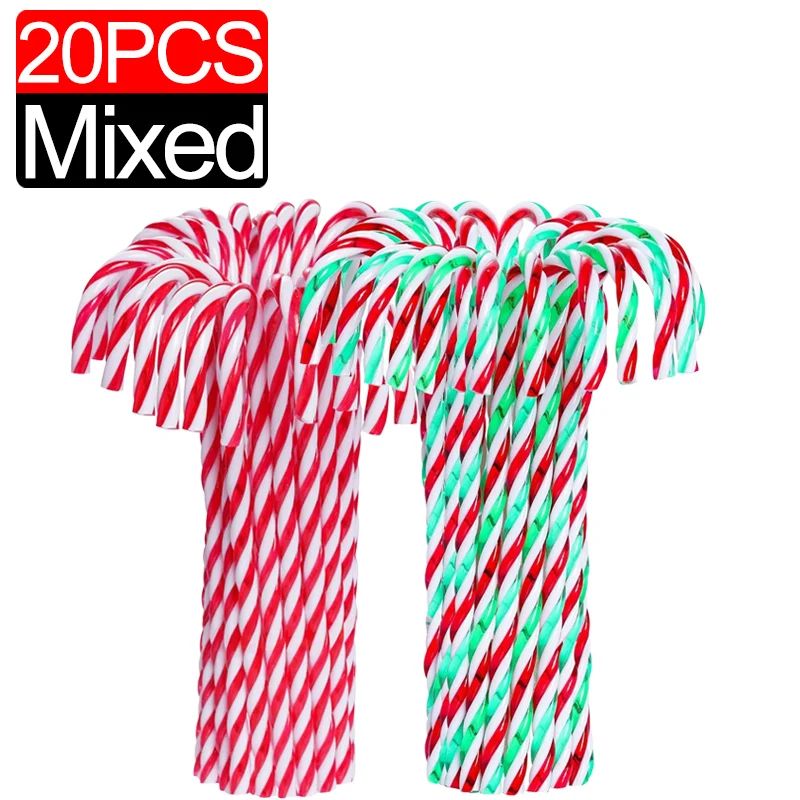Acrylic Candy Cane Pendant Xmas Tree Twisted Crutch Hanging Ornament Happy New Year Christmas Party Home Decoration Red Green