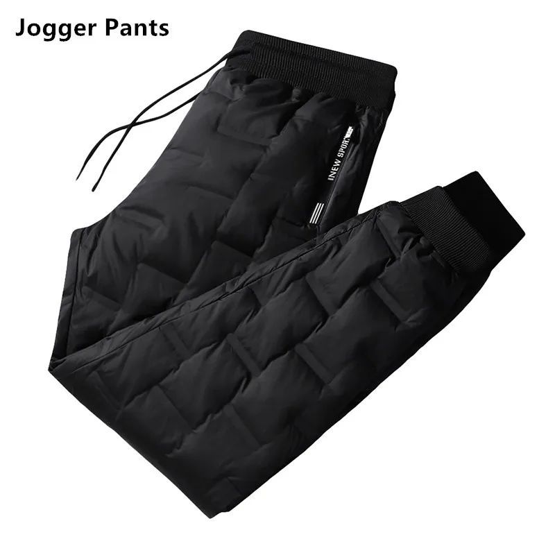 Calças Masculinas de Pena de Pato para Exterior, Acolchoadas, Inverno, 8GG, 7GG, 6GG, Jogger, Quente, Impermeável, Térmica, Tamanhos Grandes, Roupas Resistentes ao Frio